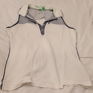 Boss White and Black Striped Polo Shirt